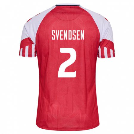 Kandiny Kinder Dänische Oliver Svendsen #2 Rot Heimtrikot Trikot 24-26 T-Shirt