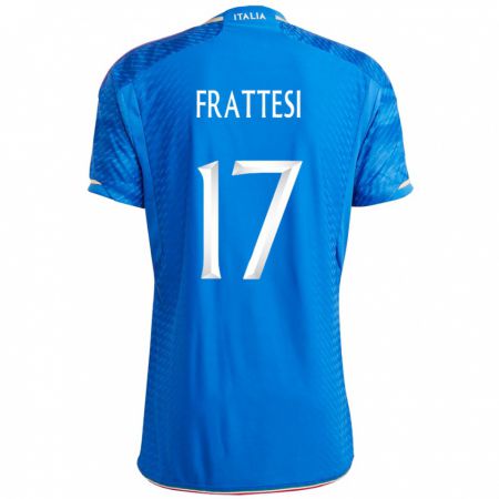 Kandiny Kinder Italienische Davide Frattesi #17 Blau Heimtrikot Trikot 24-26 T-Shirt