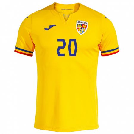 Kandiny Kinder Rumänische Alexandru Musi #20 Gelb Heimtrikot Trikot 24-26 T-Shirt