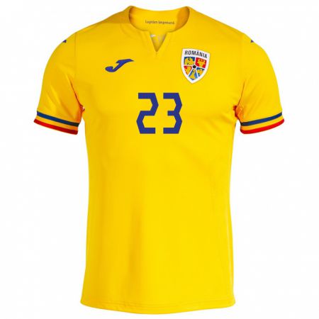 Kandiny Kinder Rumänische David Dincă #23 Gelb Heimtrikot Trikot 24-26 T-Shirt