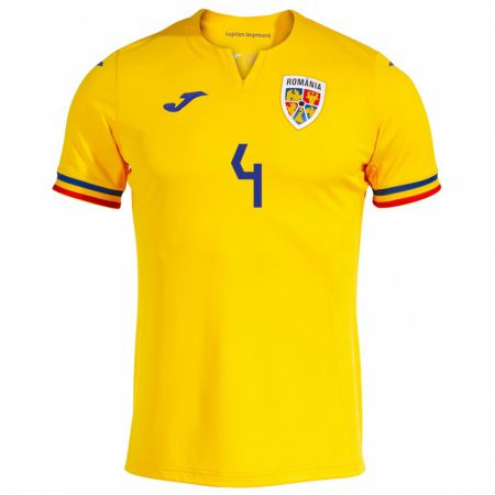 Kandiny Kinder Rumänische Costin Amzăr #4 Gelb Heimtrikot Trikot 24-26 T-Shirt
