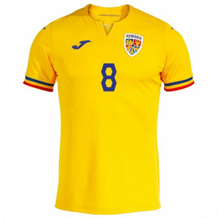 Kandiny Kinder Rumänische Constantin Grameni #8 Gelb Heimtrikot Trikot 24-26 T-Shirt