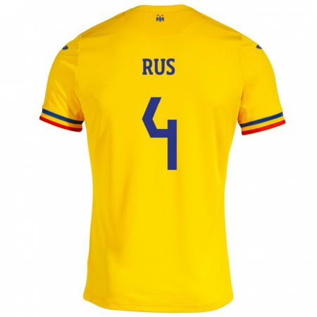 Kandiny Kinder Rumänische Adrian Rus #4 Gelb Heimtrikot Trikot 24-26 T-Shirt