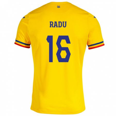 Kandiny Kinder Rumänische Andrei Radu #16 Gelb Heimtrikot Trikot 24-26 T-Shirt