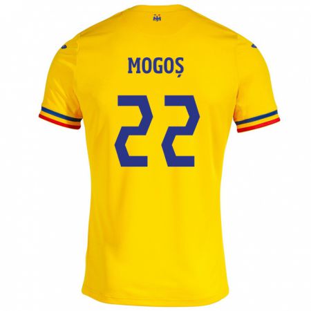 Kandiny Kinder Rumänische Vasile Mogoș #22 Gelb Heimtrikot Trikot 24-26 T-Shirt