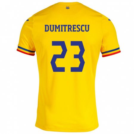 Kandiny Kinder Rumänische Andres Dumitrescu #23 Gelb Heimtrikot Trikot 24-26 T-Shirt