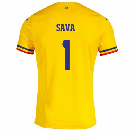 Kandiny Kinder Rumänische Răzvan Sava #1 Gelb Heimtrikot Trikot 24-26 T-Shirt