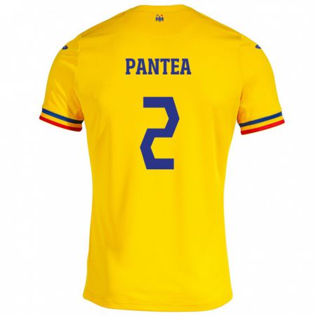 Kandiny Kinder Rumänische Alexandru Pantea #2 Gelb Heimtrikot Trikot 24-26 T-Shirt