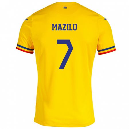 Kandiny Kinder Rumänische Adrian Mazilu #7 Gelb Heimtrikot Trikot 24-26 T-Shirt