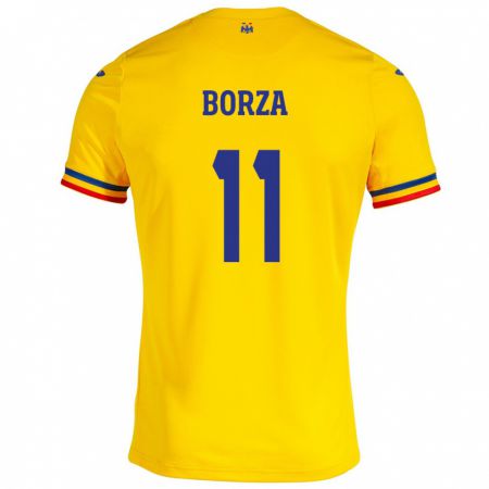 Kandiny Kinder Rumänische Andrei Borza #11 Gelb Heimtrikot Trikot 24-26 T-Shirt