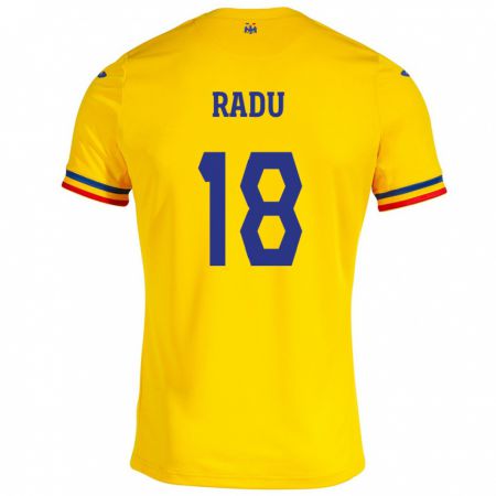 Kandiny Kinder Rumänische Denis Radu #18 Gelb Heimtrikot Trikot 24-26 T-Shirt