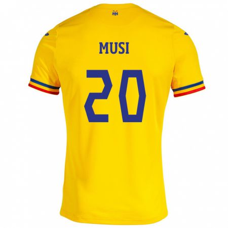 Kandiny Kinder Rumänische Alexandru Musi #20 Gelb Heimtrikot Trikot 24-26 T-Shirt