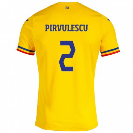 Kandiny Kinder Rumänische Sergiu Pîrvulescu #2 Gelb Heimtrikot Trikot 24-26 T-Shirt