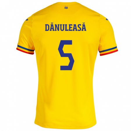 Kandiny Kinder Rumänische Gabriel Dănuleasă #5 Gelb Heimtrikot Trikot 24-26 T-Shirt