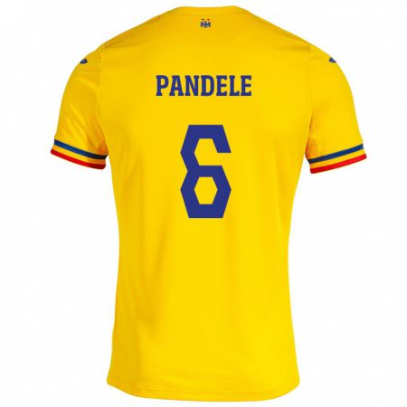 Kandiny Kinder Rumänische Andrei Pandele #6 Gelb Heimtrikot Trikot 24-26 T-Shirt