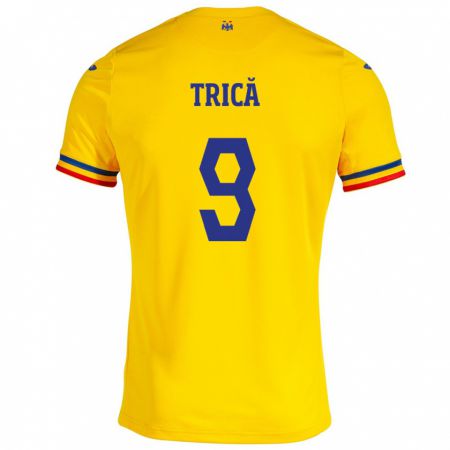 Kandiny Kinder Rumänische Atanas Trică #9 Gelb Heimtrikot Trikot 24-26 T-Shirt