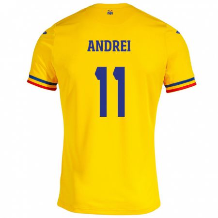 Kandiny Kinder Rumänische Doru Andrei #11 Gelb Heimtrikot Trikot 24-26 T-Shirt