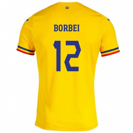 Kandiny Kinder Rumänische Alexandru Borbei #12 Gelb Heimtrikot Trikot 24-26 T-Shirt