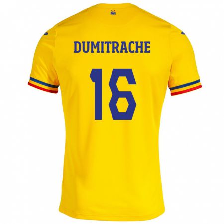 Kandiny Kinder Rumänische Valentin Dumitrache #16 Gelb Heimtrikot Trikot 24-26 T-Shirt