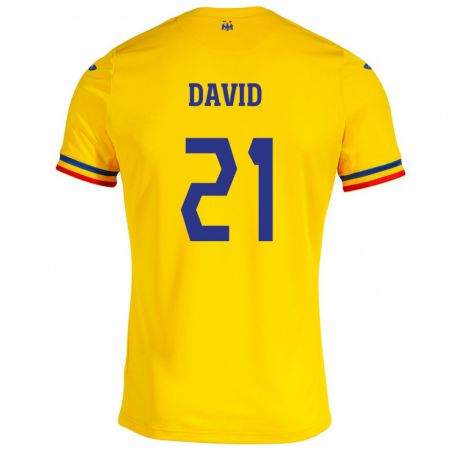 Kandiny Kinder Rumänische Gabriel David #21 Gelb Heimtrikot Trikot 24-26 T-Shirt