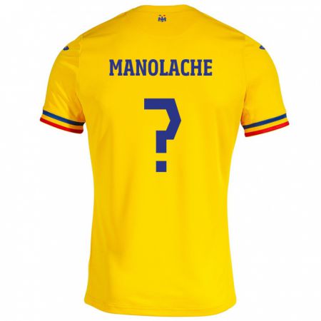Kandiny Kinder Rumänische Luca Manolache #0 Gelb Heimtrikot Trikot 24-26 T-Shirt