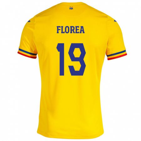 Kandiny Kinder Rumänische Răzvan Florea #19 Gelb Heimtrikot Trikot 24-26 T-Shirt