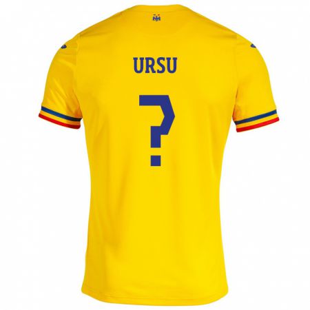 Kandiny Kinder Rumänische Eduard Ursu #0 Gelb Heimtrikot Trikot 24-26 T-Shirt