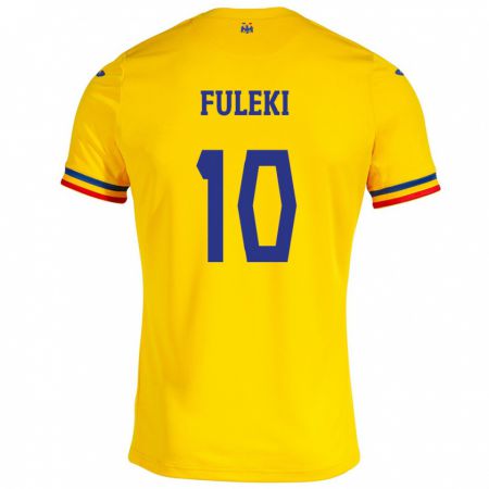Kandiny Kinder Rumänische Samuel Fuleki #10 Gelb Heimtrikot Trikot 24-26 T-Shirt