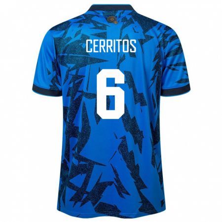 Kandiny Kinder El Salvador Mauricio Cerritos #6 Blau Heimtrikot Trikot 24-26 T-Shirt