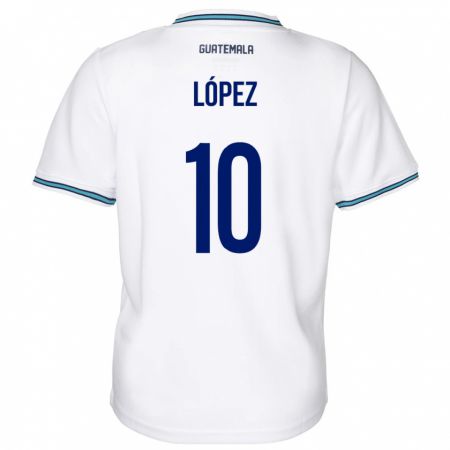 Kandiny Kinder Guatemala Antonio López #10 Weiß Heimtrikot Trikot 24-26 T-Shirt