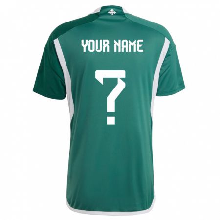 Kandiny Kinder Nordirland Ihren Namen #0 Grün Heimtrikot Trikot 24-26 T-Shirt
