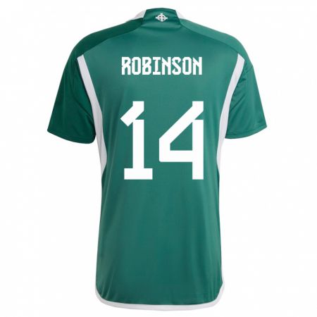 Kandiny Kinder Nordirland Darren Robinson #14 Grün Heimtrikot Trikot 24-26 T-Shirt