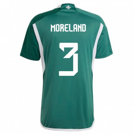 Kandiny Kinder Nordirland Calum Moreland #3 Grün Heimtrikot Trikot 24-26 T-Shirt