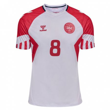 Kandiny Kinder Dänische Signe Carstens #8 Weiß Auswärtstrikot Trikot 24-26 T-Shirt