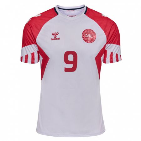Kandiny Kinder Dänische Oliver Ross #9 Weiß Auswärtstrikot Trikot 24-26 T-Shirt