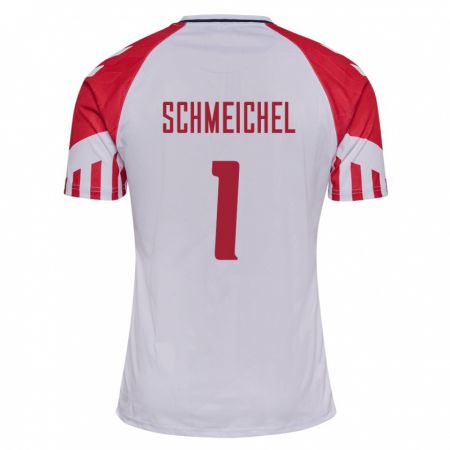 Kandiny Kinder Dänische Kasper Schmeichel #1 Weiß Auswärtstrikot Trikot 24-26 T-Shirt