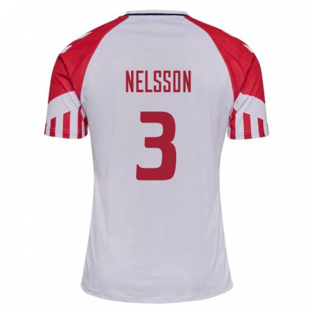 Kandiny Kinder Dänische Victor Nelsson #3 Weiß Auswärtstrikot Trikot 24-26 T-Shirt