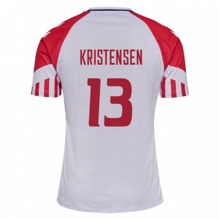 Kandiny Kinder Dänische Rasmus Kristensen #13 Weiß Auswärtstrikot Trikot 24-26 T-Shirt