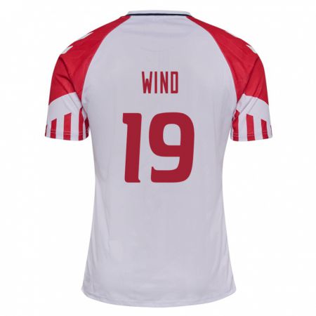 Kandiny Kinder Dänische Jonas Wind #19 Weiß Auswärtstrikot Trikot 24-26 T-Shirt