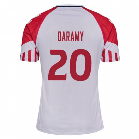 Kandiny Kinder Dänische Mohamed Daramy #20 Weiß Auswärtstrikot Trikot 24-26 T-Shirt