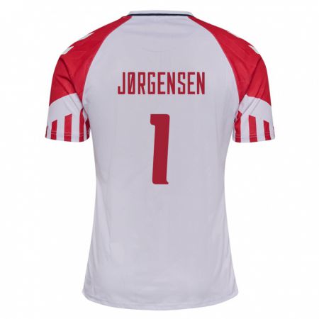 Kandiny Kinder Dänische Filip Jørgensen #1 Weiß Auswärtstrikot Trikot 24-26 T-Shirt