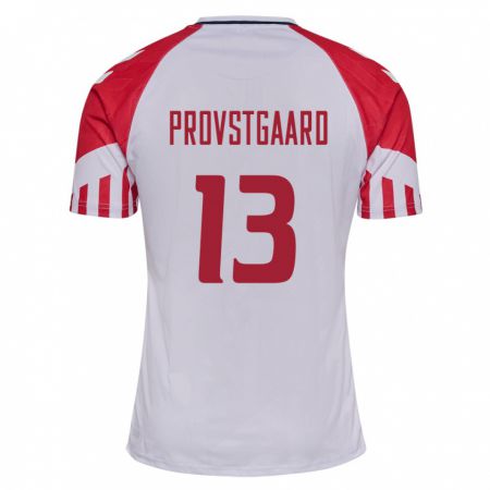 Kandiny Kinder Dänische Oliver Provstgaard #13 Weiß Auswärtstrikot Trikot 24-26 T-Shirt