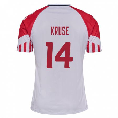 Kandiny Kinder Dänische David Kruse #14 Weiß Auswärtstrikot Trikot 24-26 T-Shirt