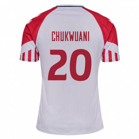 Kandiny Kinder Dänische Tochi Chukwuani #20 Weiß Auswärtstrikot Trikot 24-26 T-Shirt