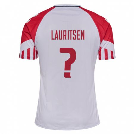 Kandiny Kinder Dänische Mads Lauritsen #0 Weiß Auswärtstrikot Trikot 24-26 T-Shirt