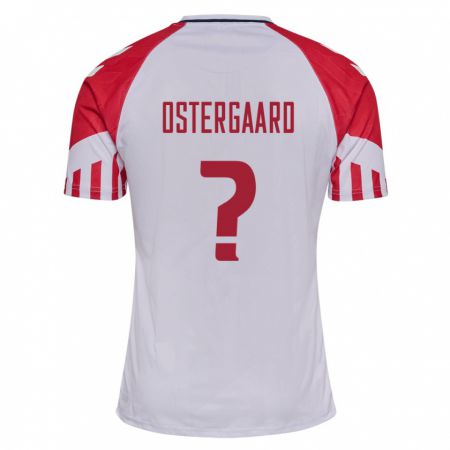 Kandiny Kinder Dänische Christian Östergaard #0 Weiß Auswärtstrikot Trikot 24-26 T-Shirt