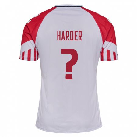 Kandiny Kinder Dänische Conrad Harder #0 Weiß Auswärtstrikot Trikot 24-26 T-Shirt