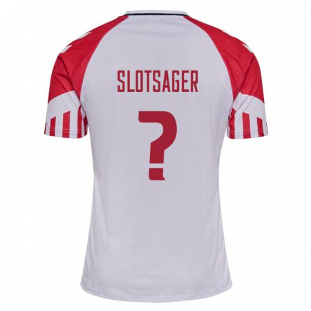 Kandiny Kinder Dänische Tobias Slotsager #0 Weiß Auswärtstrikot Trikot 24-26 T-Shirt
