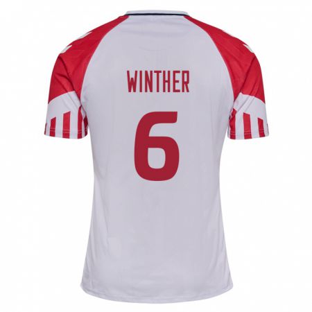 Kandiny Kinder Dänische Casper Winther #6 Weiß Auswärtstrikot Trikot 24-26 T-Shirt