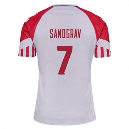 Kandiny Kinder Dänische Lauge Sandgrav #7 Weiß Auswärtstrikot Trikot 24-26 T-Shirt